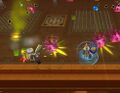 Two Rangers stand their ground in a danger room. -Bamzalot